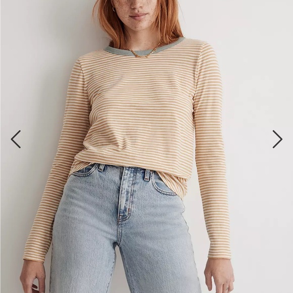 Madewell Tops - Madewell Whisper Cotton Rib-Crewneck Long-Sleeve Ringer Tee in Keene Stripe